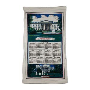 Vintage 1970 White House Washington DC Decorative Linen Cloth Calendar 15.5 x 28